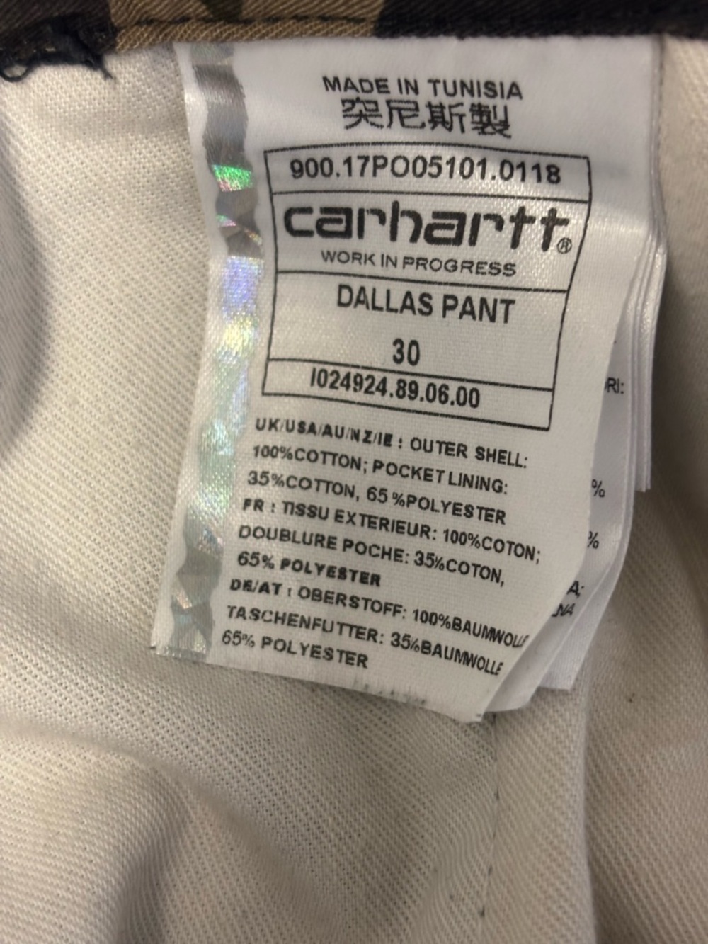 Carhartt Black Straight Fit Dallas Chinos Pants Men’s 30 x 30 - Picture 5 of 8